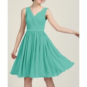 AW BRIDAL sz 12 L Tiffany blue Vivien chiffon bridesmaid dress NEW B97